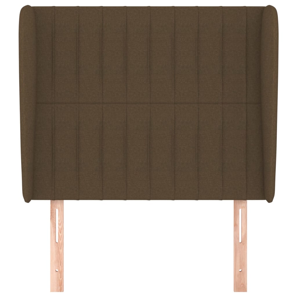 sengegavl med kanter 93x23x118/128 cm stof mørkebrun