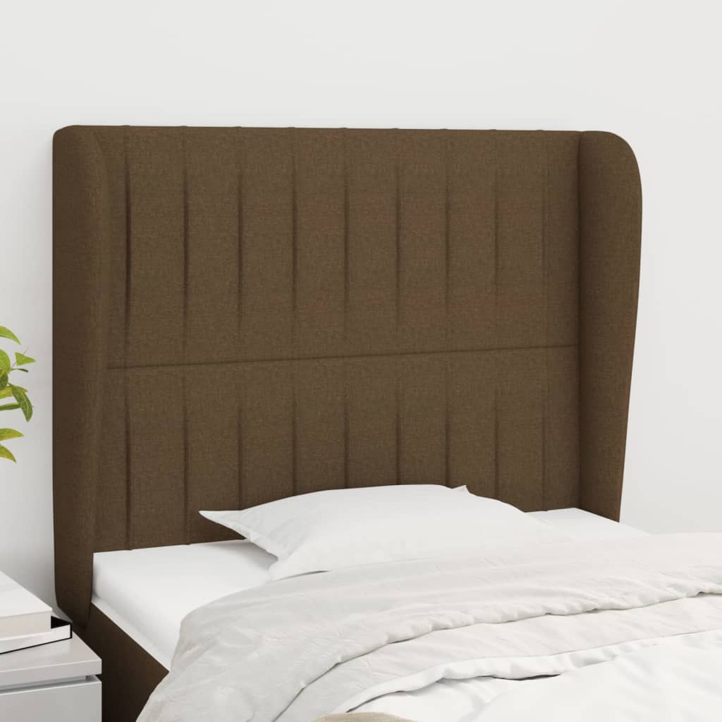 sengegavl med kanter 93x23x118/128 cm stof mørkebrun