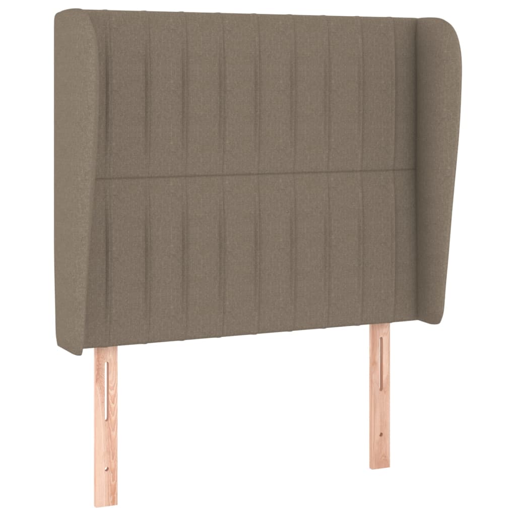 sengegavl med kanter 93x23x118/128 cm stof gråbrun