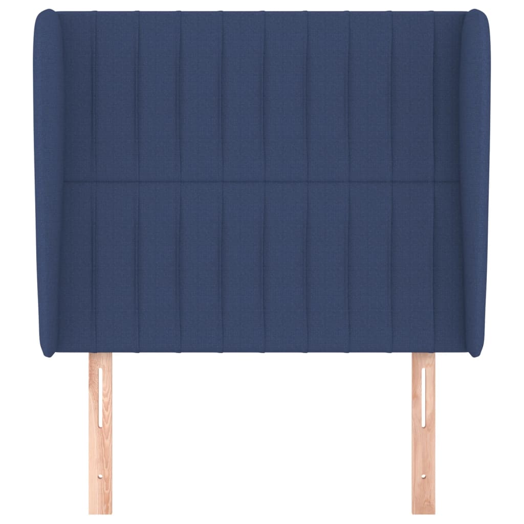 sengegavl med kanter 93x23x118/128 cm stof blå