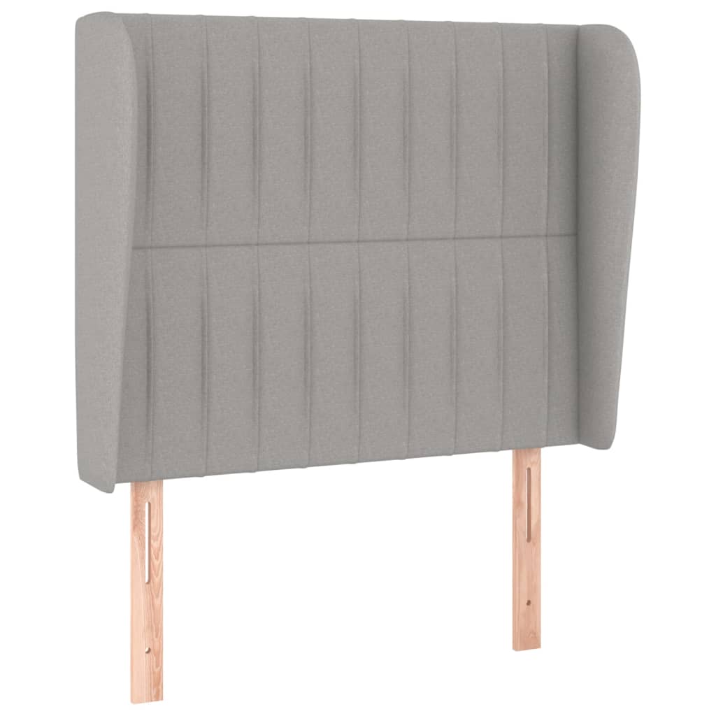 sengegavl med kanter 103x23x118/128 cm stof lysegrå