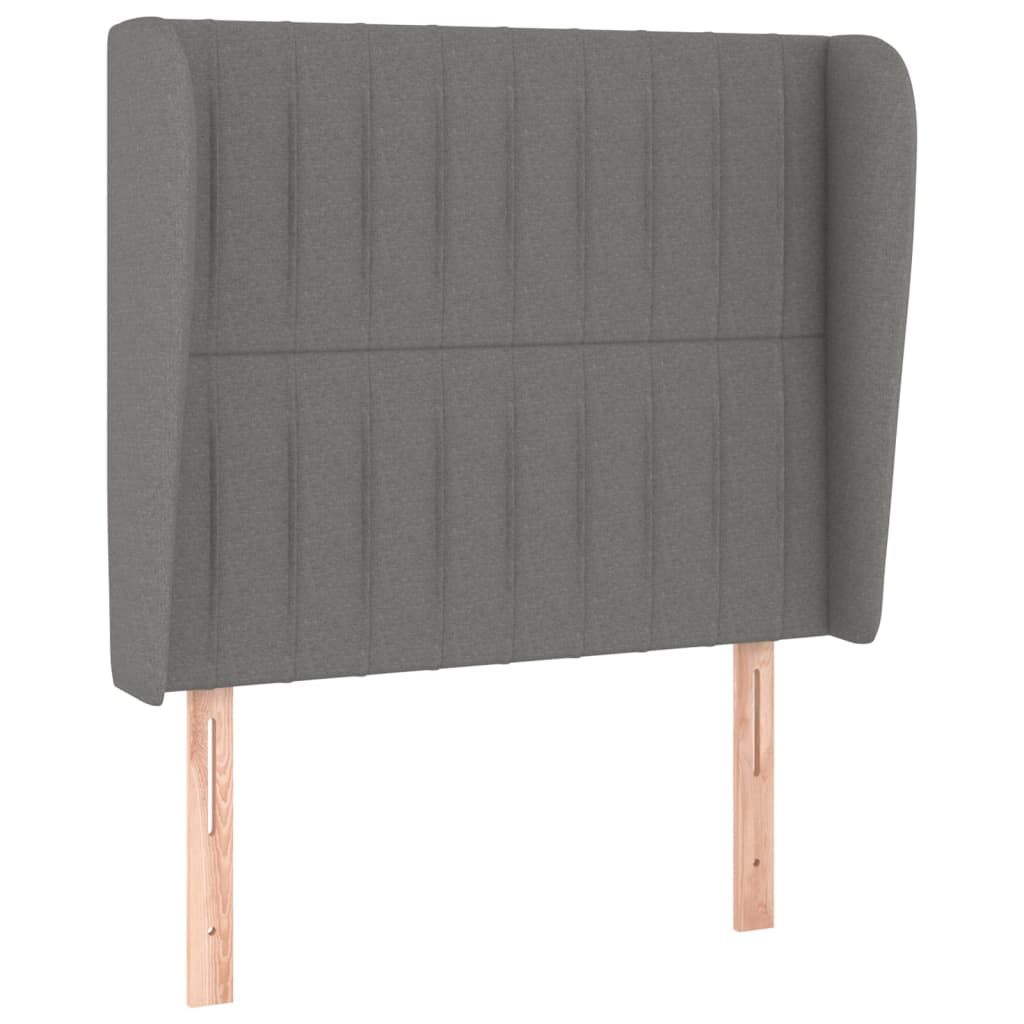 sengegavl med kanter 103x23x118/128 cm stof mørkegrå
