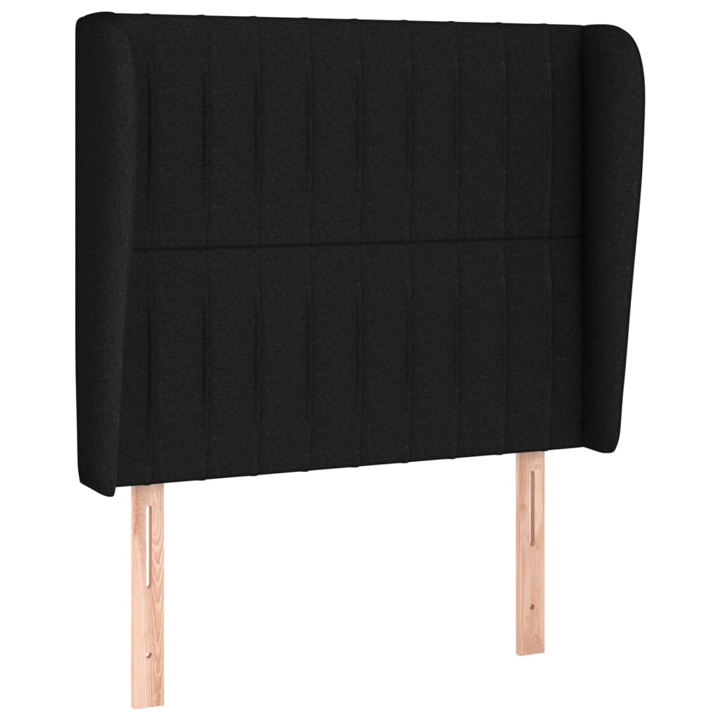 sengegavl med kanter 103x23x118/128 cm stof sort