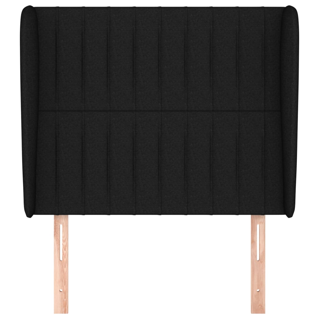 sengegavl med kanter 103x23x118/128 cm stof sort