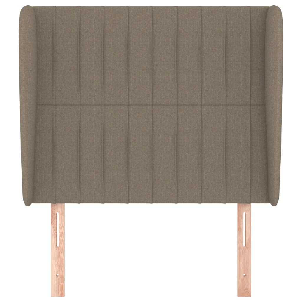sengegavl med kanter 103x23x118/128 cm stof gråbrun