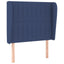 sengegavl med kanter 103x23x118/128 cm stof blå