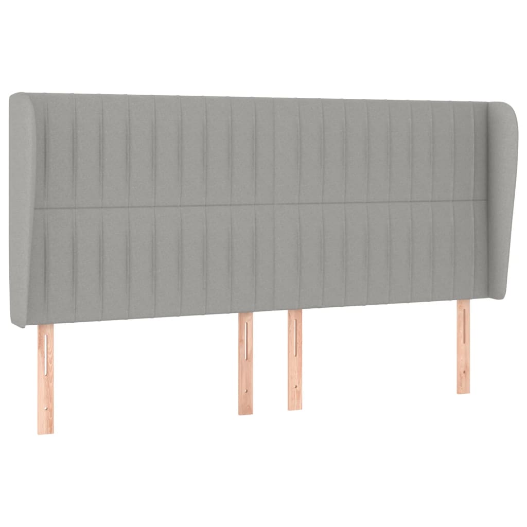 sengegavl med kanter 183x23x118/128 cm stof lysegrå