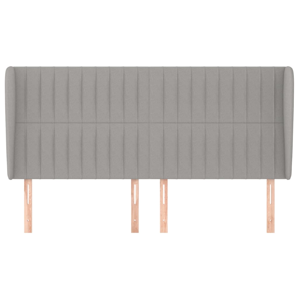 sengegavl med kanter 183x23x118/128 cm stof lysegrå