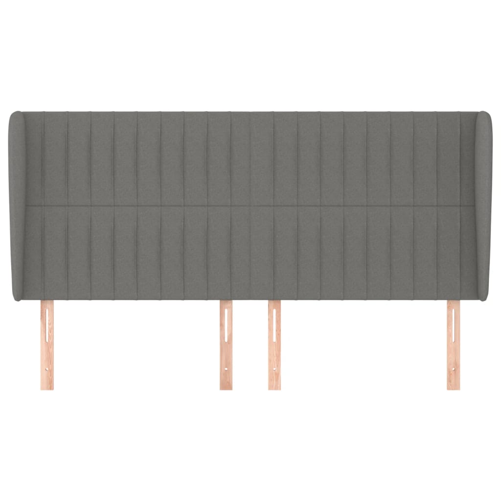 sengegavl med kanter 183x23x118/128 cm stof mørkegrå