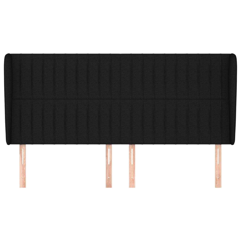 sengegavl med kanter 183x23x118/128 cm stof sort