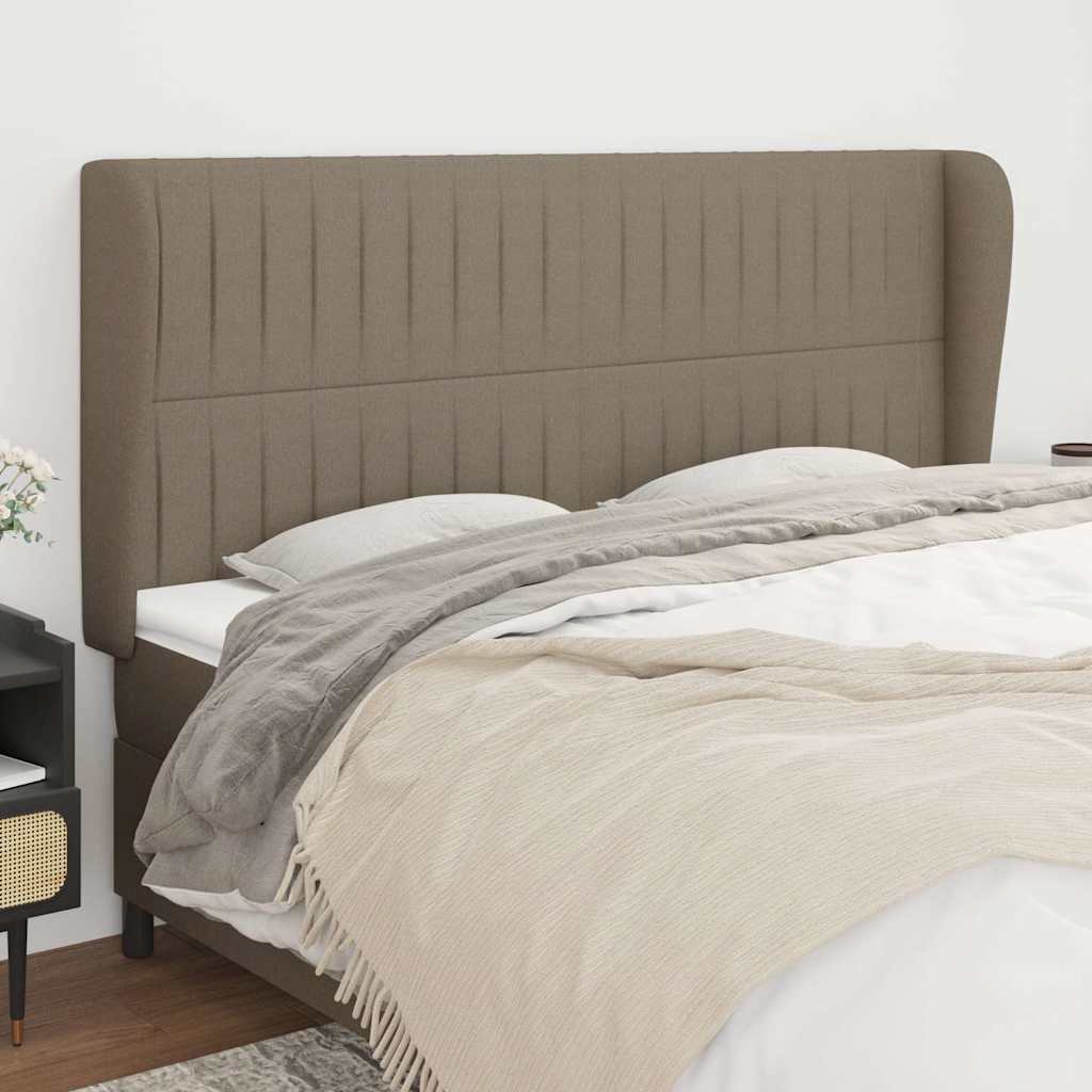 sengegavl med kanter 183x23x118/128 cm stof gråbrun
