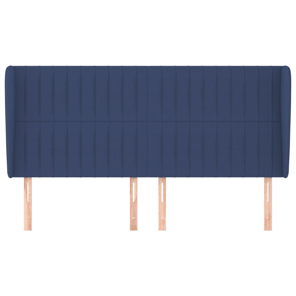 sengegavl med kanter 183x23x118/128 cm stof blå