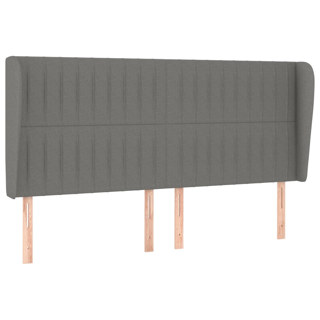 sengegavl med kanter 203x23x118/128 cm stof mørkegrå