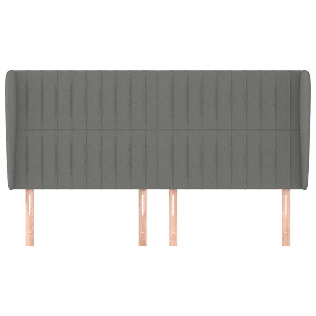 sengegavl med kanter 203x23x118/128 cm stof mørkegrå
