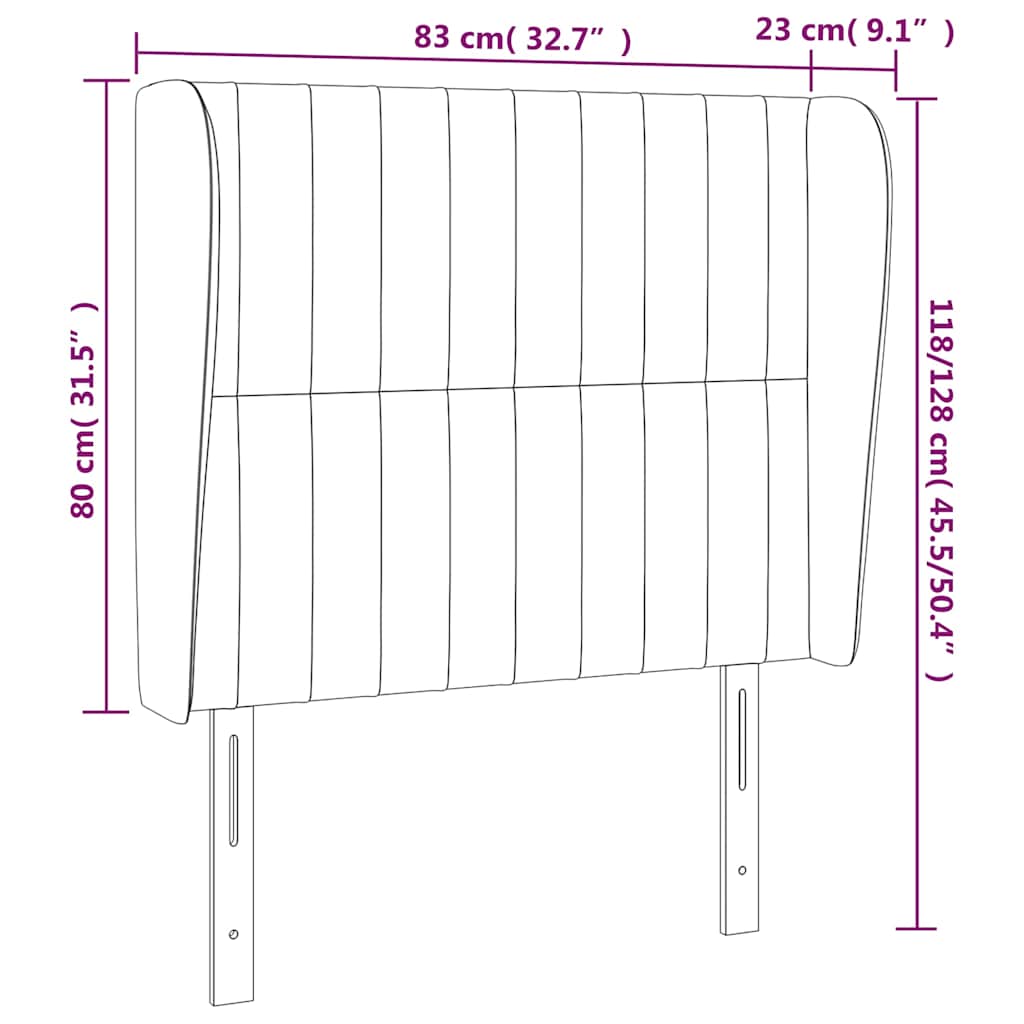 sengegavl med kanter 83x23x118/128 cm fløjl mørkegrøn
