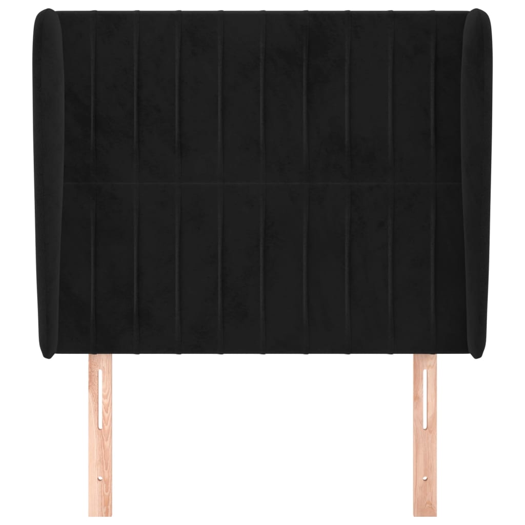 sengegavl med kanter 93x23x118/128 cm fløjl sort
