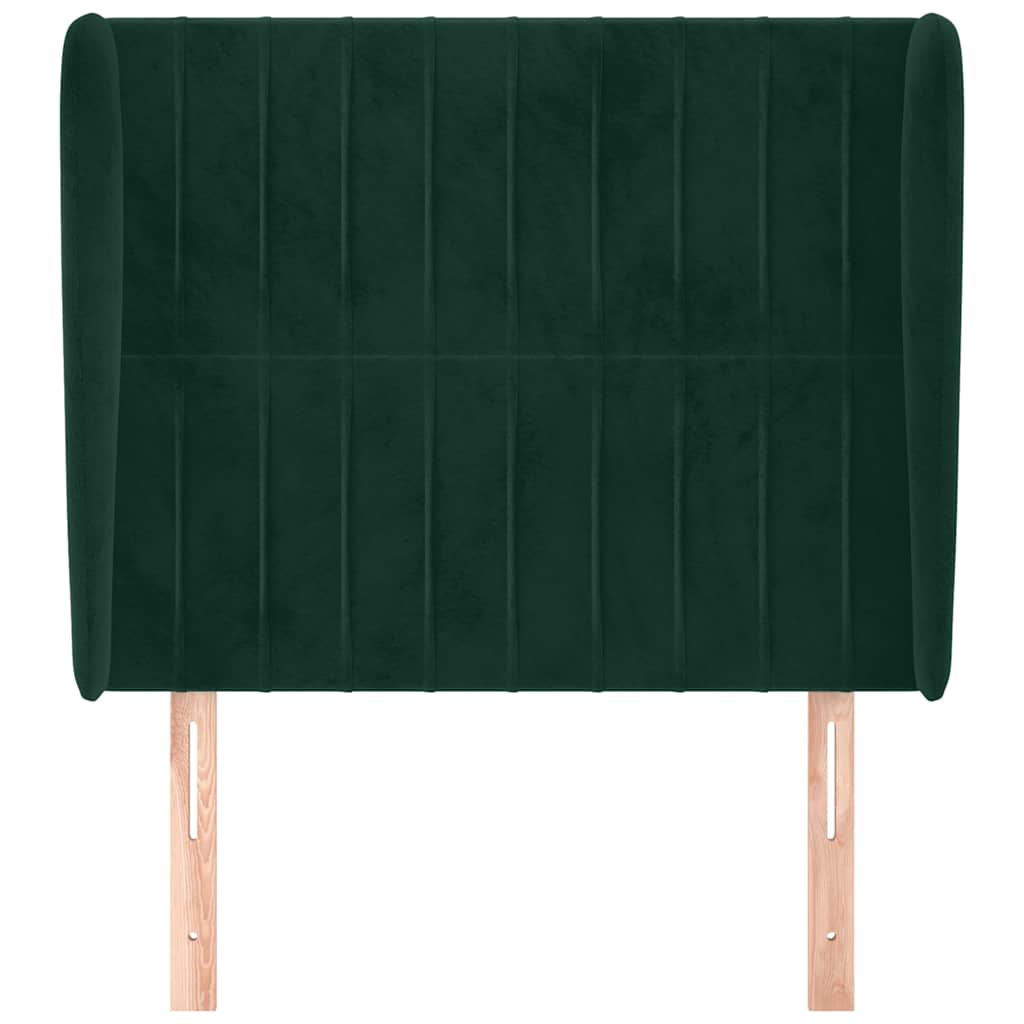 sengegavl med kanter 93x23x118/128 cm fløjl mørkegrøn