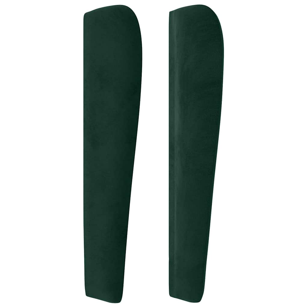 sengegavl med kanter 93x23x118/128 cm fløjl mørkegrøn