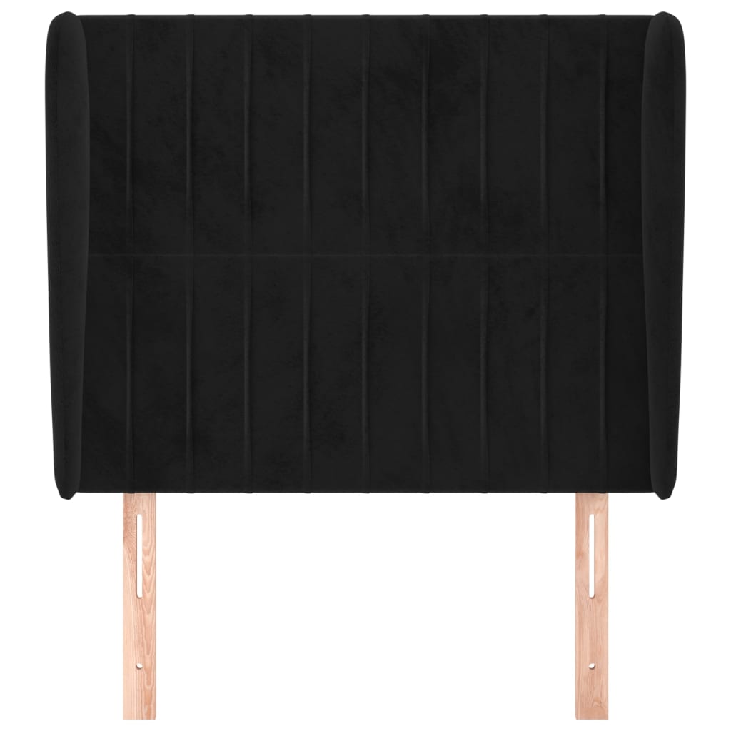 sengegavl med kanter 103x23x118/128 cm fløjl sort