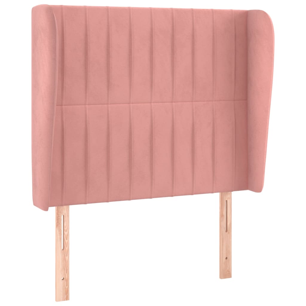 sengegavl med kanter 103x23x118/128 cm fløjl lyserød