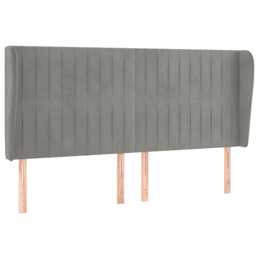 sengegavl med kanter 183x23x118/128 cm fløjl lysegrå