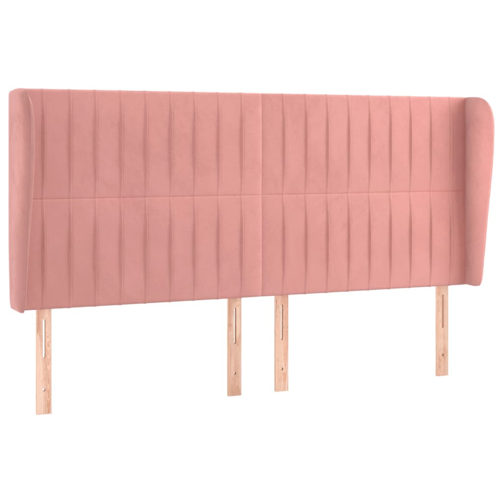 sengegavl med kanter 183x23x118/128 cm fløjl lyserød