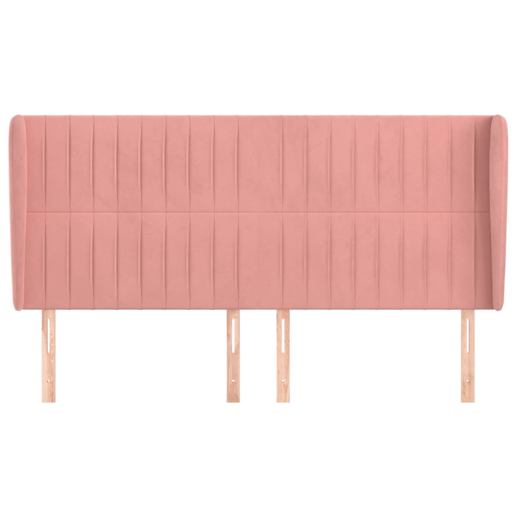 sengegavl med kanter 183x23x118/128 cm fløjl lyserød