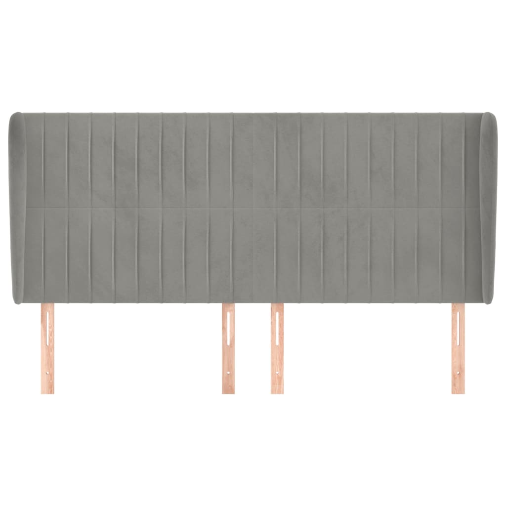 sengegavl med kanter 203x23x118/128 cm fløjl lysegrå