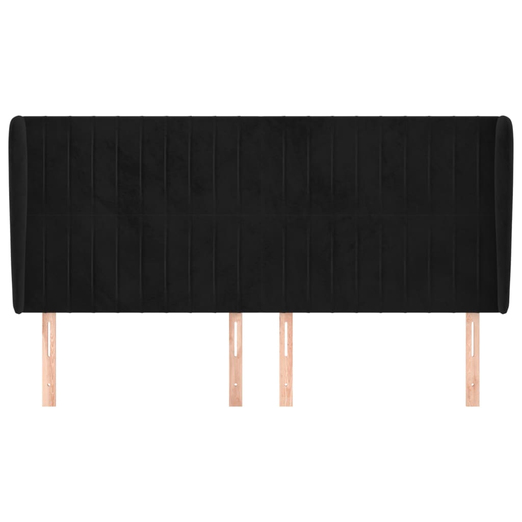 sengegavl med kanter 203x23x118/128 cm fløjl sort
