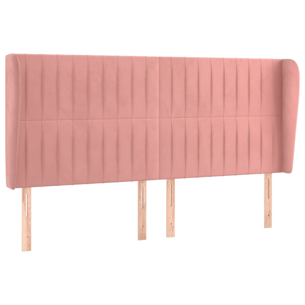 sengegavl med kanter 203x23x118/128 cm fløjl lyserød