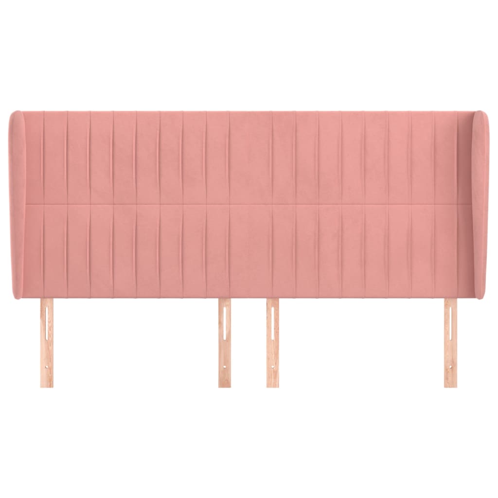 sengegavl med kanter 203x23x118/128 cm fløjl lyserød