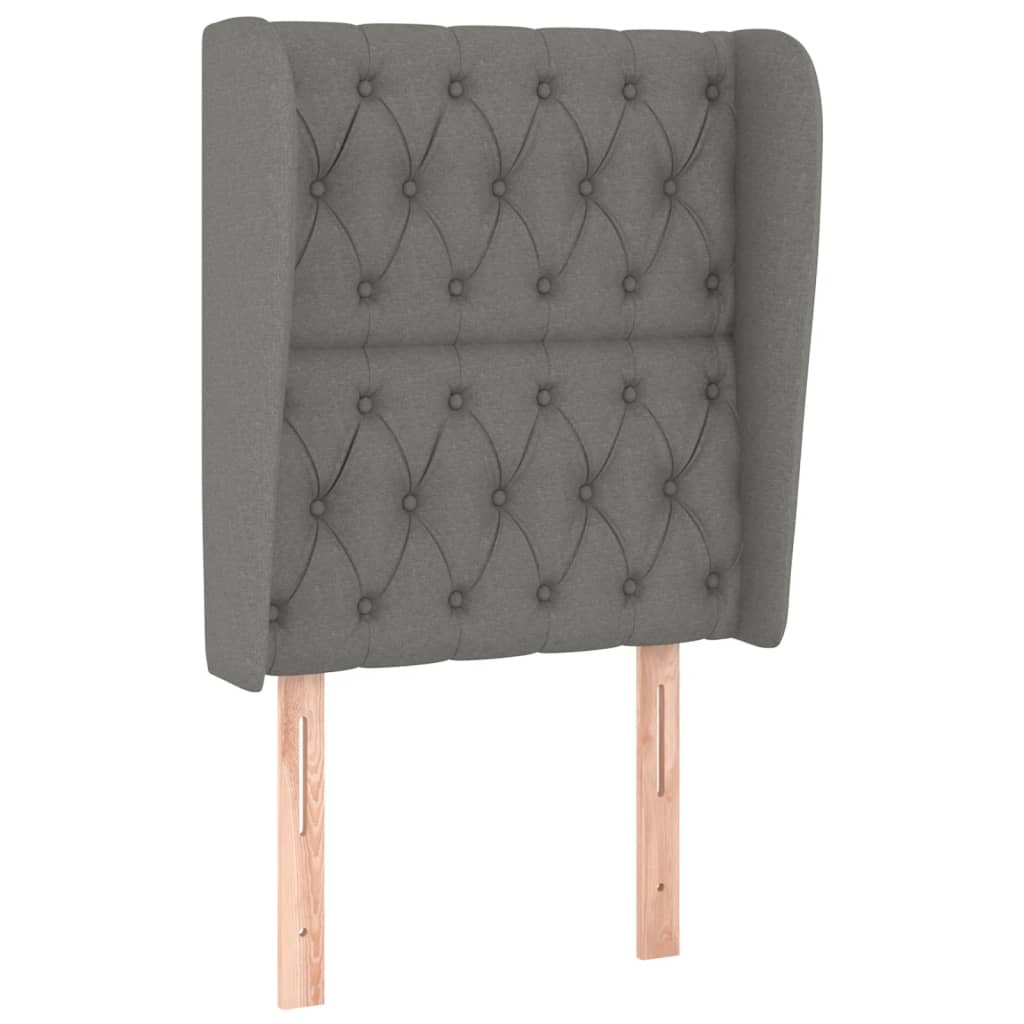 sengegavl med kanter 83x23x118/128 cm stof mørkegrå