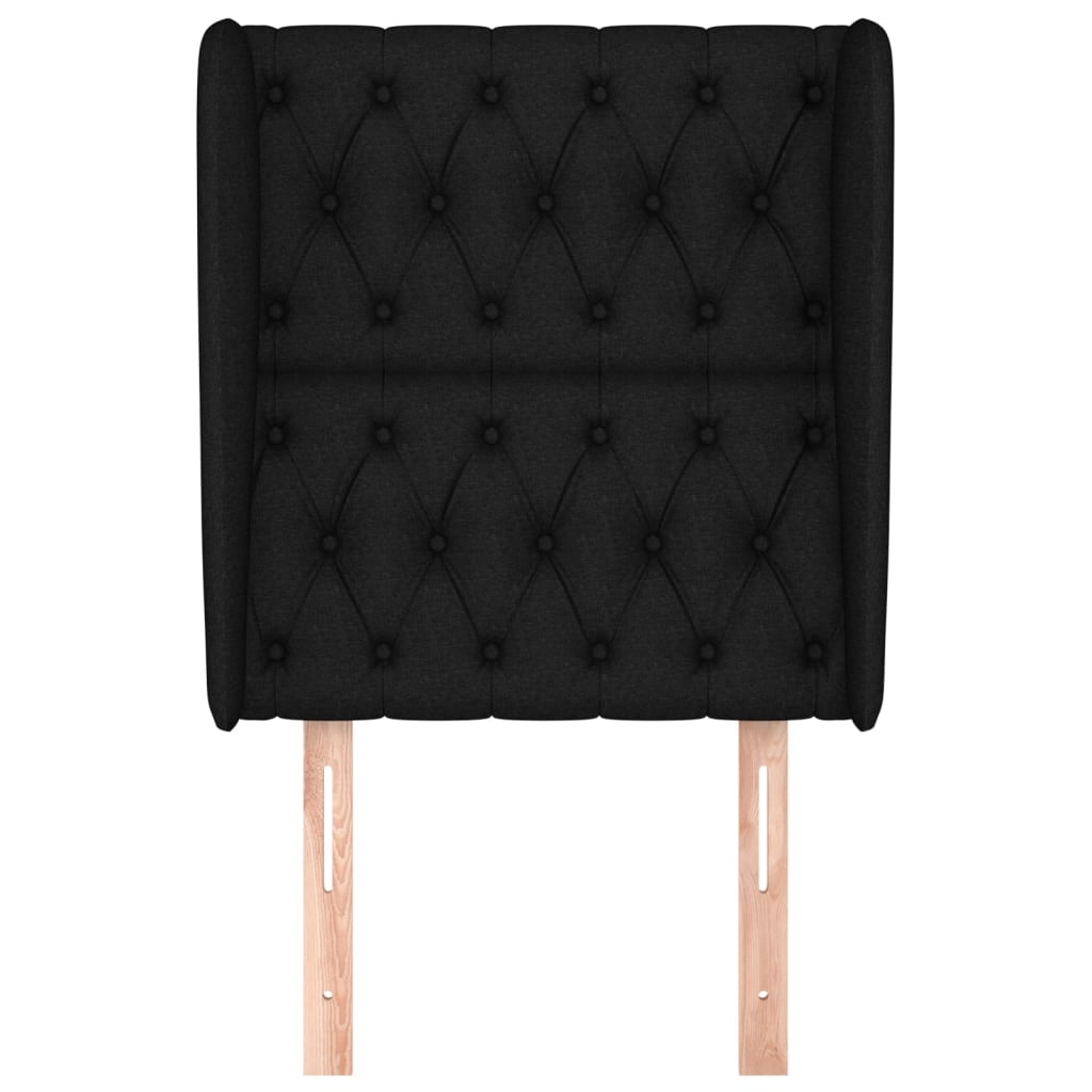 sengegavl med kanter 83x23x118/128 cm stof sort