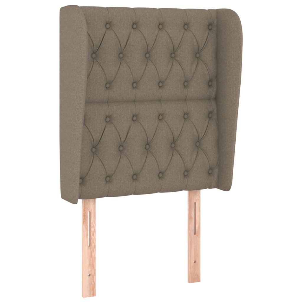 sengegavl med kanter 83x23x118/128 cm stof gråbrun