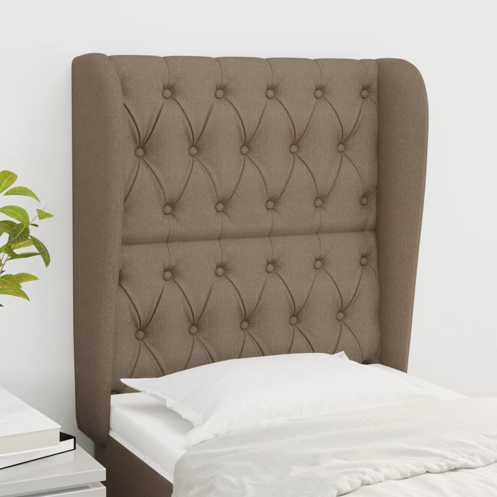 sengegavl med kanter 83x23x118/128 cm stof gråbrun