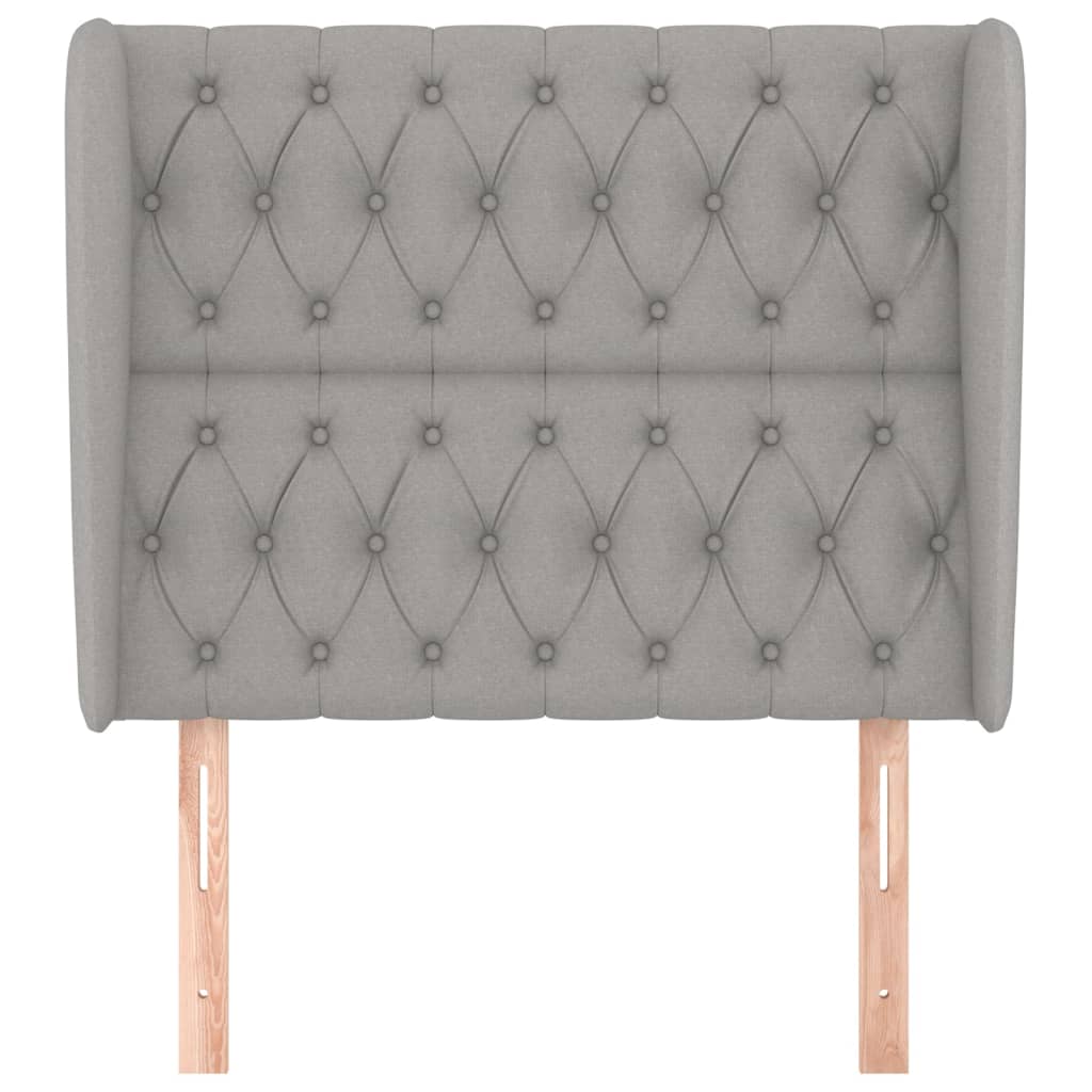 sengegavl med kanter 93x23x118/128 cm stof lysegrå
