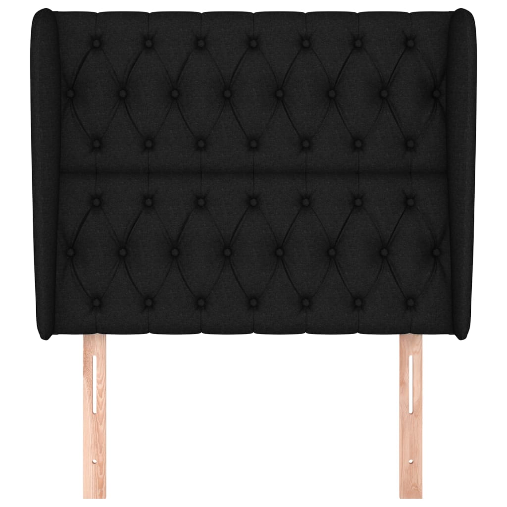 sengegavl med kanter 93x23x118/128 cm stof sort