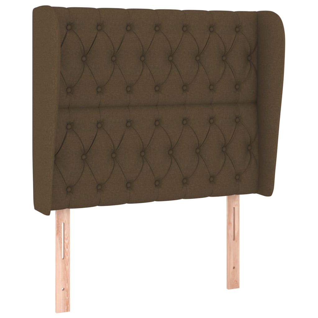 sengegavl med kanter 93x23x118/128 cm stof mørkebrun