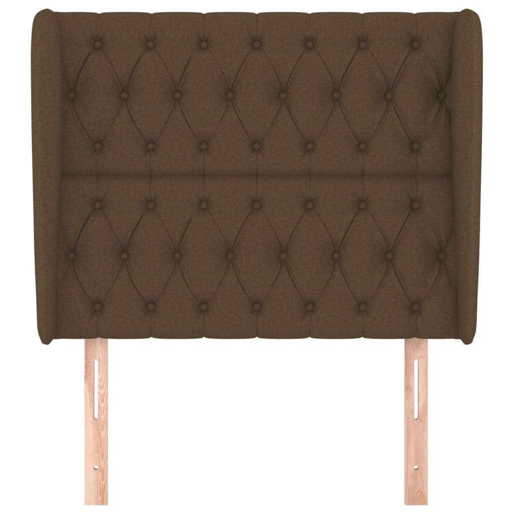 sengegavl med kanter 93x23x118/128 cm stof mørkebrun