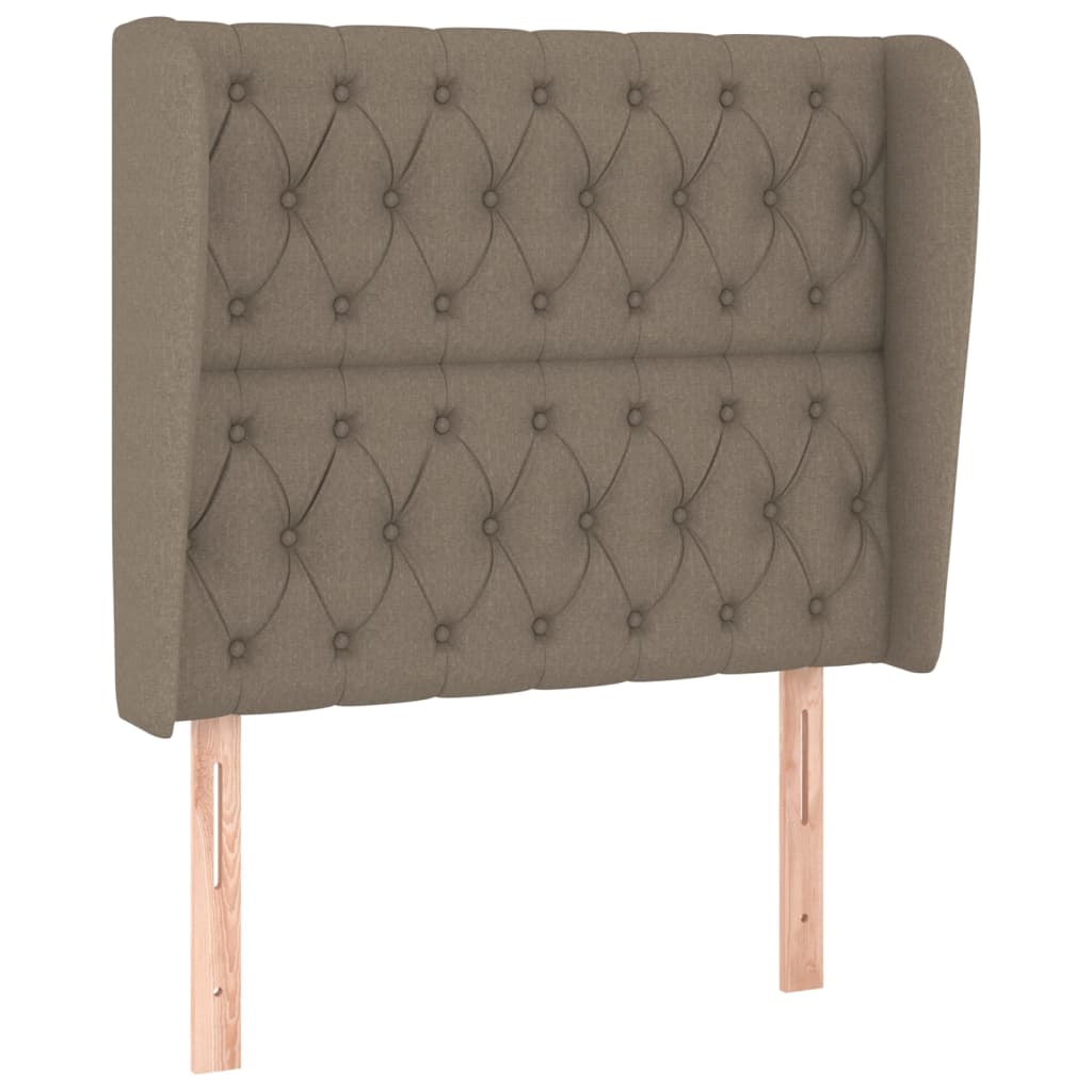 sengegavl med kanter 93x23x118/128 cm stof gråbrun
