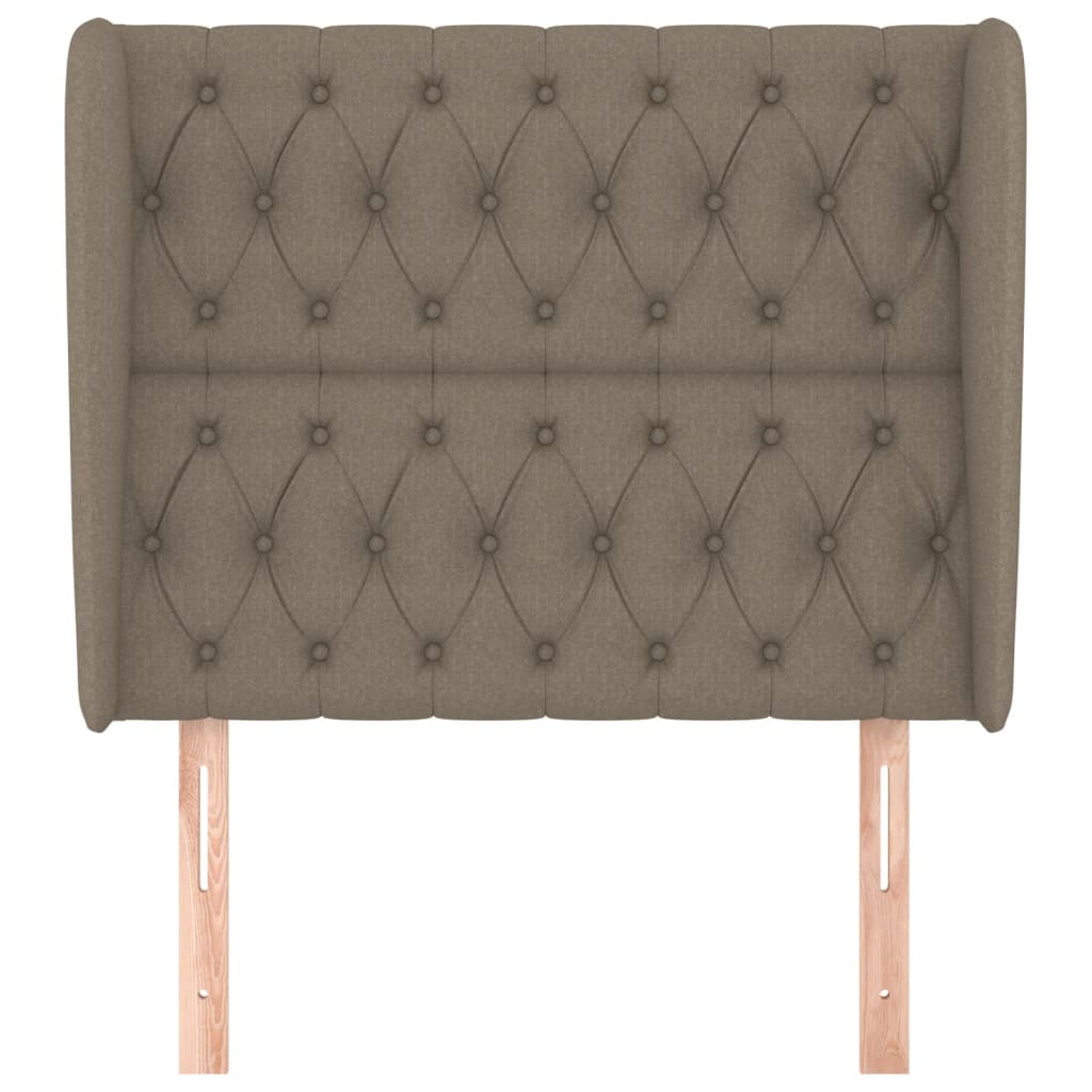 sengegavl med kanter 93x23x118/128 cm stof gråbrun