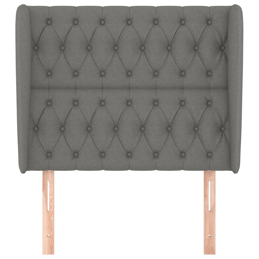 sengegavl med kanter 103x23x118/128 cm stof mørkegrå