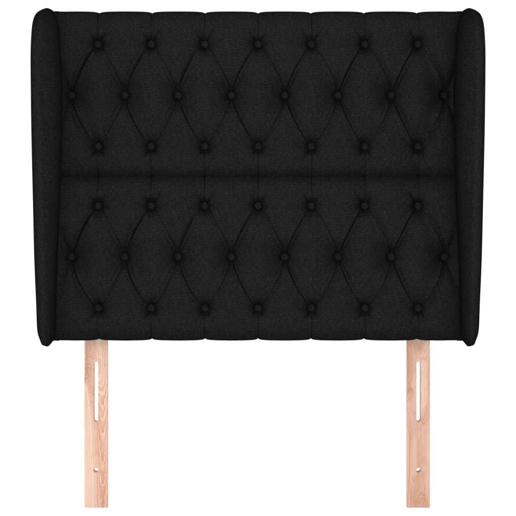 sengegavl med kanter 103x23x118/128 cm stof sort