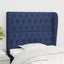 sengegavl med kanter 103x23x118/128 cm stof blå