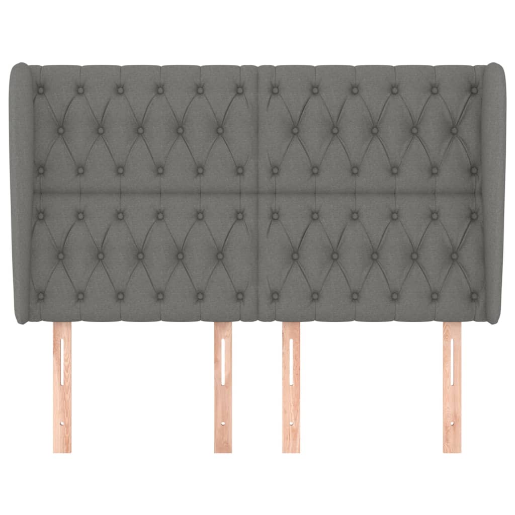 sengegavl med kanter 163x23x118/128 cm stof mørkegrå