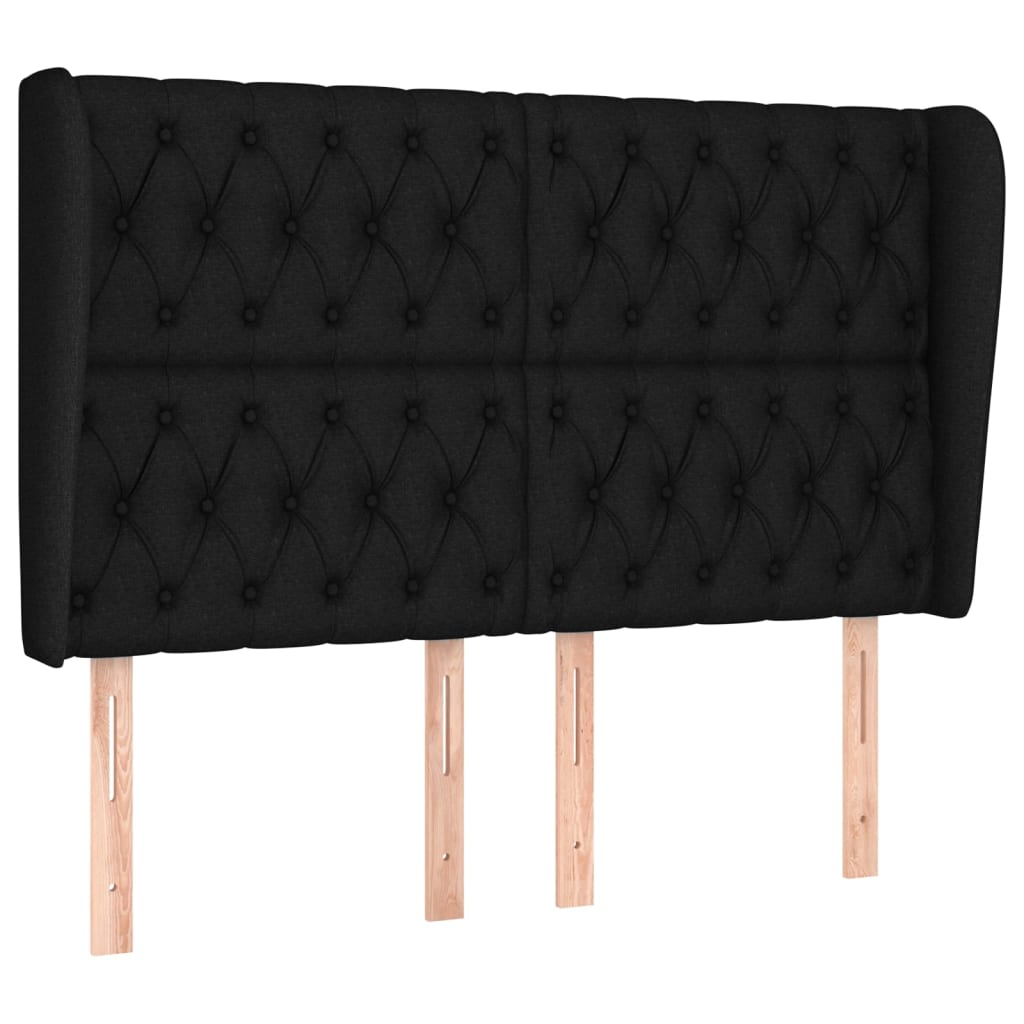 sengegavl med kanter 163x23x118/128 cm stof sort