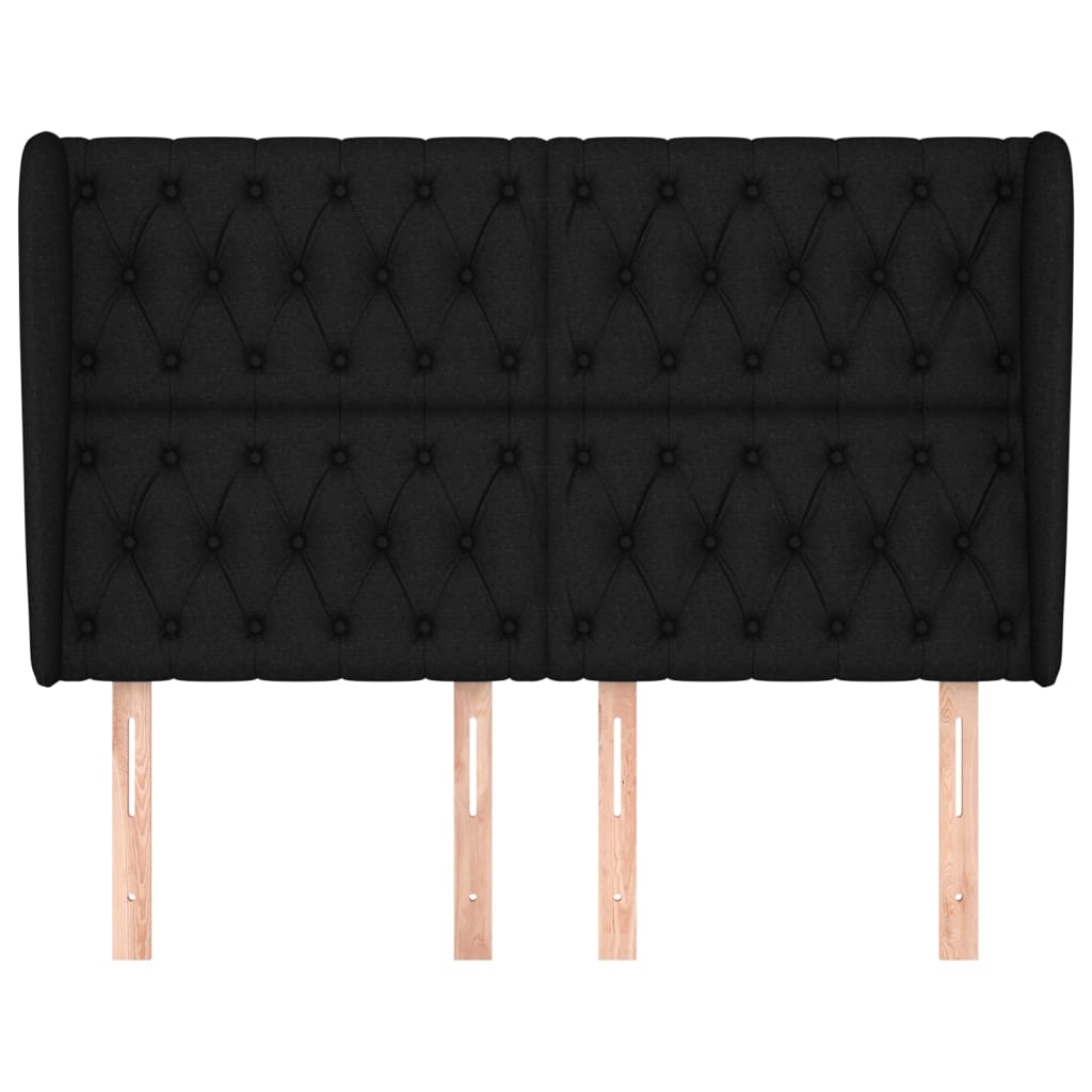 sengegavl med kanter 163x23x118/128 cm stof sort