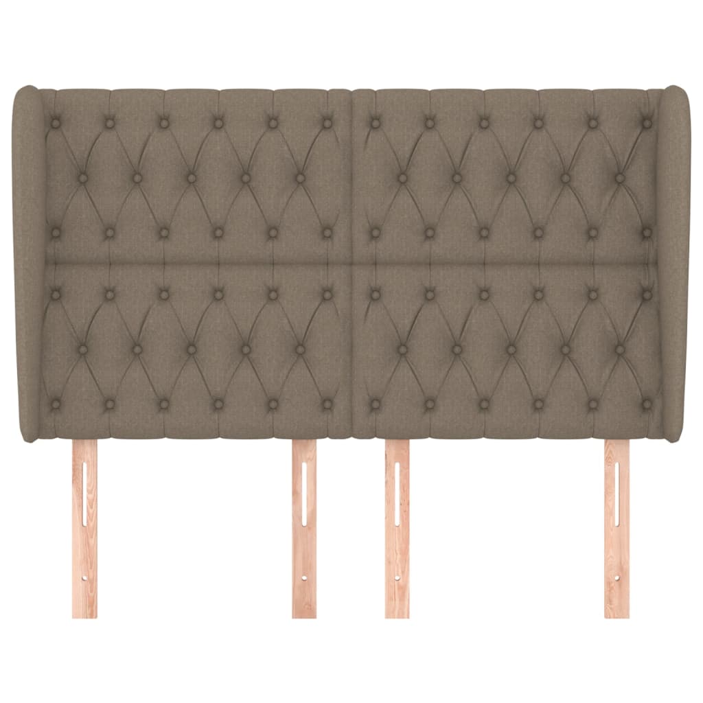 sengegavl med kanter 163x23x118/128 cm stof gråbrun