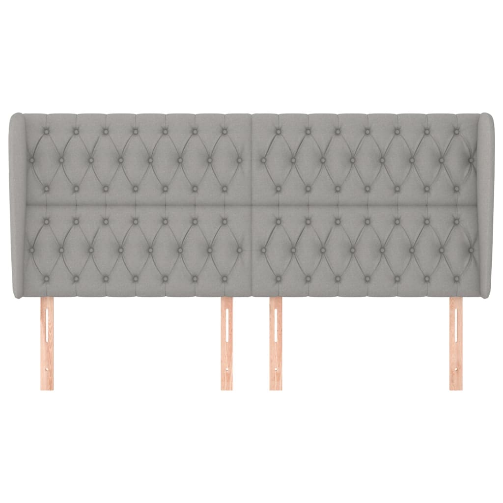 sengegavl med kanter 183x23x118/128 cm stof lysegrå