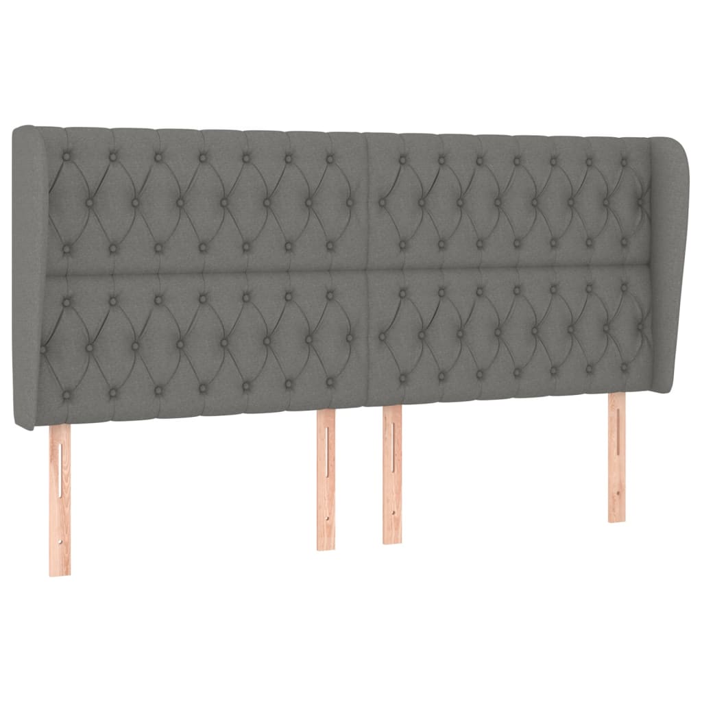 sengegavl med kanter 183x23x118/128 cm stof mørkegrå